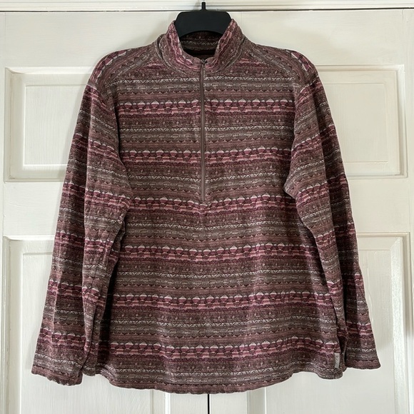 Woolrich Pullover Half‎ Zip Womens Pink Tan Brown Boho Bohemian Sweater Size XL - Picture 1 of 11